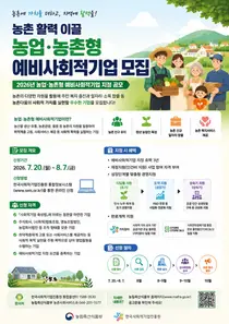 농식품부, 농촌 활력 이끌 '2026년 농업·농촌형 예비사회적기업' 모집