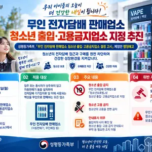 성평등가족부, '무인 전자담배' 청소년 출입 금지 지정… 위반시 벌금 2천만원
