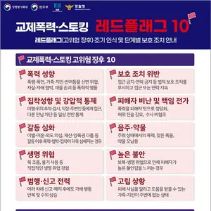 성평등가족부, 교제폭력 막는 '레드플래그 10' 공개… 10가지 위험 신호는?