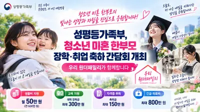 성평등가족부, 청소년 한부모 자립 지원금 대폭 확대… 의료비 최대 800만원