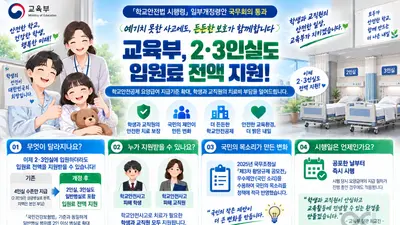 교육부, 학교안전사고 2·3인실 입원료 전액 보상… '황당규제' 폐지