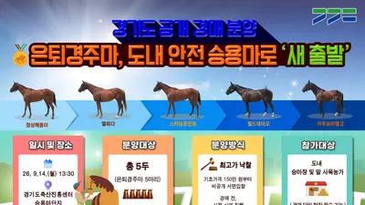 경기도, 도태 위기 은퇴경주마 살렸다… 14일 150만원부터 공개경매