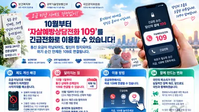 자살예방 '109' 요금 미납해도 걸린다… 10월 1일부터 조기 시행