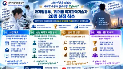 과기정통부, 55세 이하 '국가과학자' 20명 뽑는다… 연 1억 파격 지원