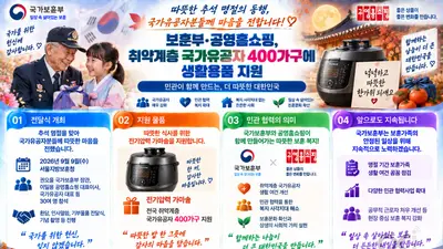 보훈부·공영홈쇼핑, 추석 앞두고 뭉쳤다… 유공자 400가구에 '가마솥' 지원