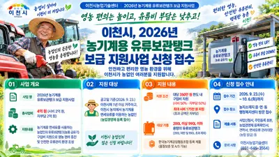 이천시, 농기계 유류탱크 구입비 '반값' 덜어준다… 최대 175만원 지원