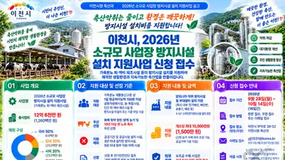 이천시, 축산 악취 원천 차단 나선다… 총 12억 6천만 원 투입