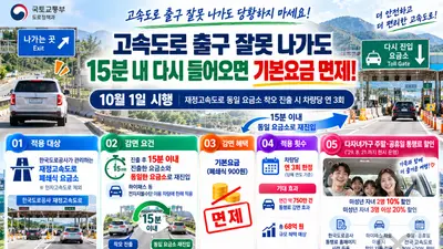 국토부, 고속도로 출구 잘못 나가도 '900원' 안 받는다… 15분 내 재진입 면제