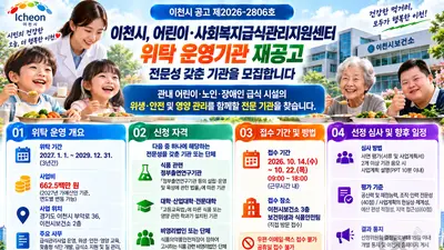 이천시, 어린이·사회복지급식관리지원센터 위탁 운영기관 재공고… 전문성 갖춘 기관 모집