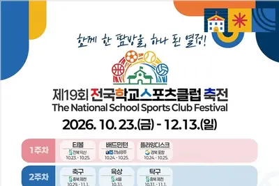 “함께 한 땀방울, 하나된 열정!”… 제19회 전국 학교스포츠클럽 축전 개최 (10. 23. ~ 12. 13.)