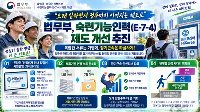 “오래 일하면서 정주까지 이어지는 제도로”… 법무부, 숙련기능인력(E-7-4) 제도 개선 추진