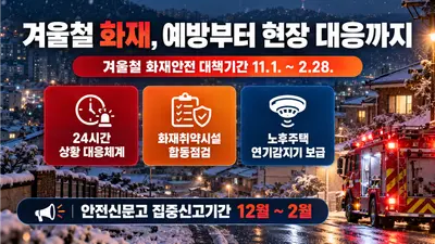 [행정안전부] 겨울철 화재 대비 11월부터 24시간 대응체계… 전통시장·요양병원·물류창고 등 취약시설 합동점검