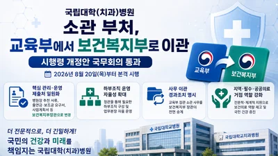 국립대병원, 교육부 품 떠나 복지부로 간다… 2026년 8월 전면 시행