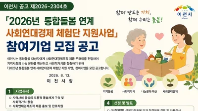 이천시, 취약계층 돌봄에 '착한 소비' 연계한다… 기업당 220만원 지원