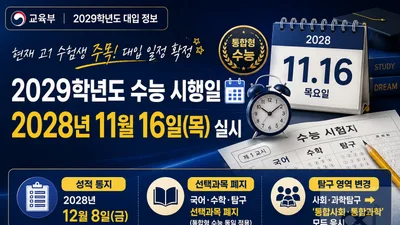 2029학년도 수능, 2028년 11월 16일 시행… 국·수·탐구 '선택과목' 전면 폐지