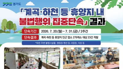 경기도, 계곡 평상 '배짱영업' 철퇴… 여름 휴양지 불법 23건 적발