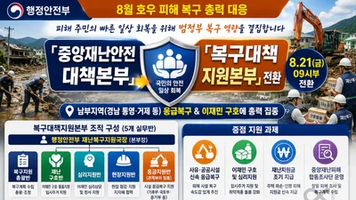 행안부, 5개 부처 원팀 '복구대책본부' 가동… 재난지원금 속도 낸다