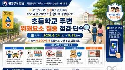 행정안전부, 개학기 학교 주변 5대 위해요소 점검… 전국 6,300곳 단속