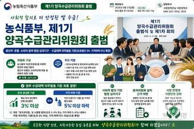 제1기 양곡수급관리위원회 출범… 쌀 초과 생산 3%면 수급대책 발동