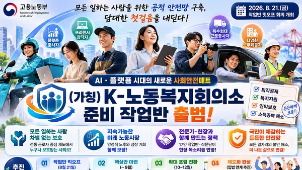 고용노동부, 'K-노동복지회의소' 띄운다… 17인 작업반 핵심안 9월 도출