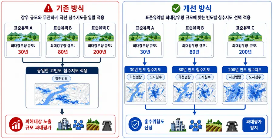 표준유역별 최대강우량 규모에 따른 빈도별 침수지도 선택 적용 개념도 = 경기도청 제공