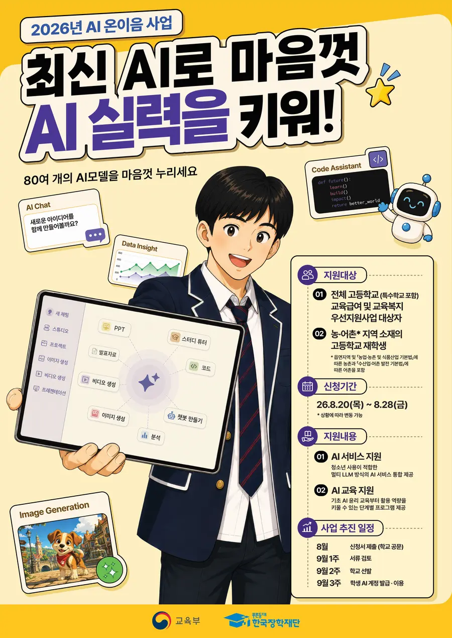 교육부 제공 2026년 인공지능(AI) 온이음 사업 신청 절차 안내도