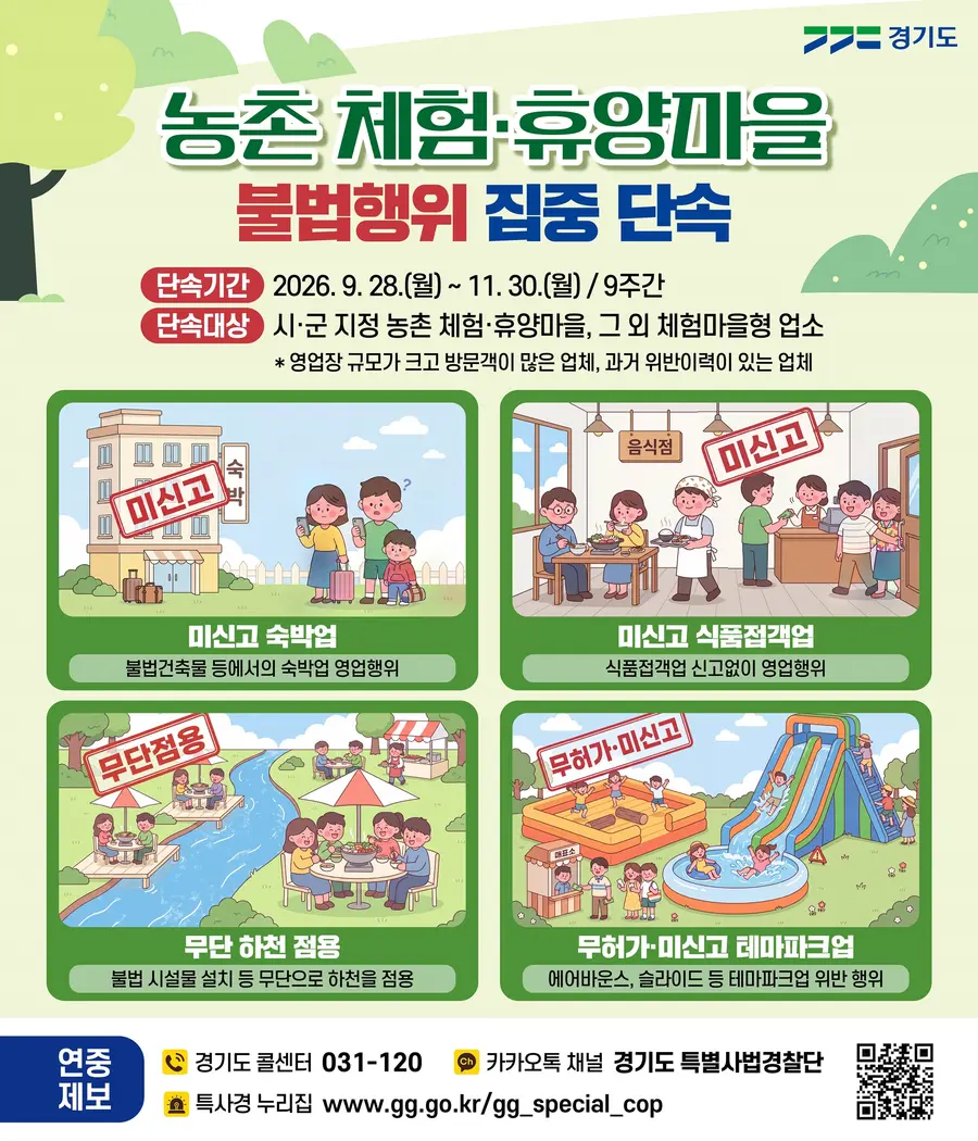 그래픽보도자료_농촌체험·휴양마을 불법행위 집중단속 = 경기도청 제공